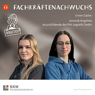 Fachkräftenachwuchs Podcast Wanted Bild Gäste PHL Logistik GmbH – © PHL Logistik GmbH / RKW Kompetenzzentrum Collage Podcast Wanted mit Gästen von PHL Logistik GmbH